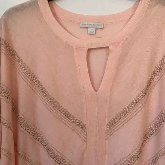 NY&Co Light Pink Ribbed Waist Mid Sleeve Sweater - Picture 3 of 9